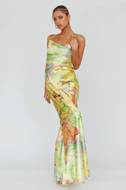 Bailey Strappy Chain Back Maxi Dress Lime Elegant Lace-Up Maxi Dress