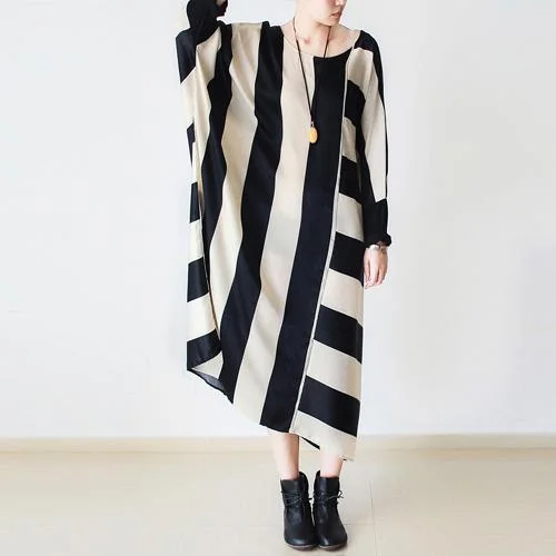 Beige striped cotton dresses oversized maxi dress unique style fall dresses Classic Solid Maxi Dress Beige striped cotton dresses oversized maxi dress unique style fall dresses Classic Solid Maxi Dress