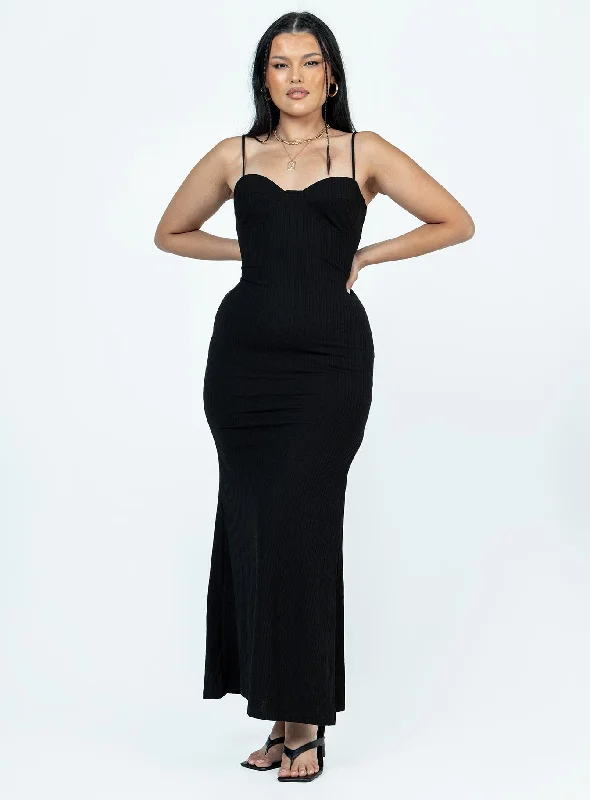 Belladonna Maxi Dress Black Fashionable Open-Back Maxi Dress