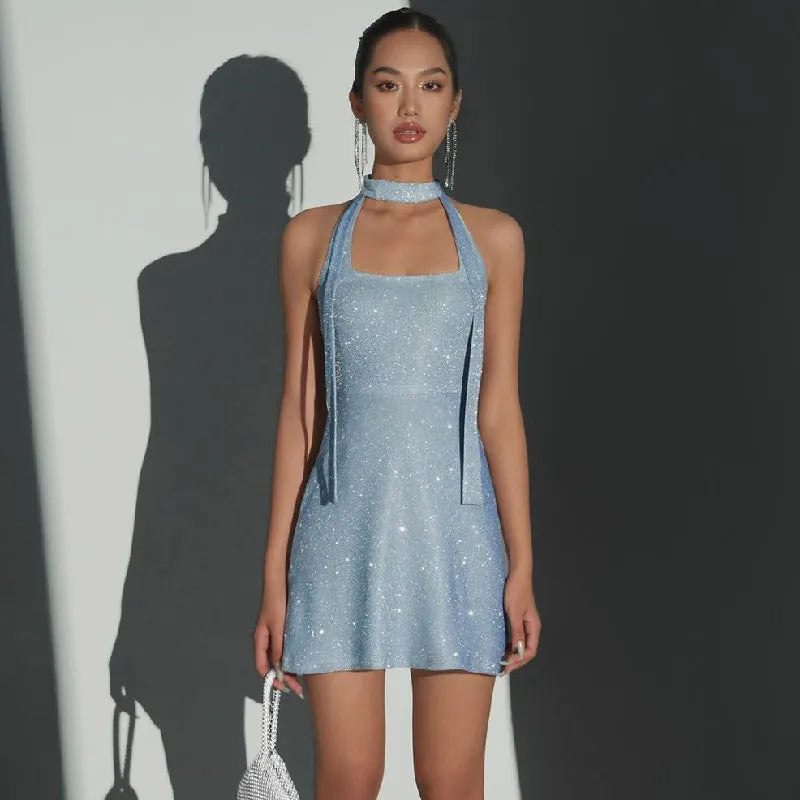 DressBetty - 2024 Bling Glitter Square-neck Mini Dress Cut Out Backless Dresses Stylish Button-Down Mini Dress DressBetty - 2024 Bling Glitter Square-neck Mini Dress Cut Out Backless Dresses Stylish Button-Down Mini Dress