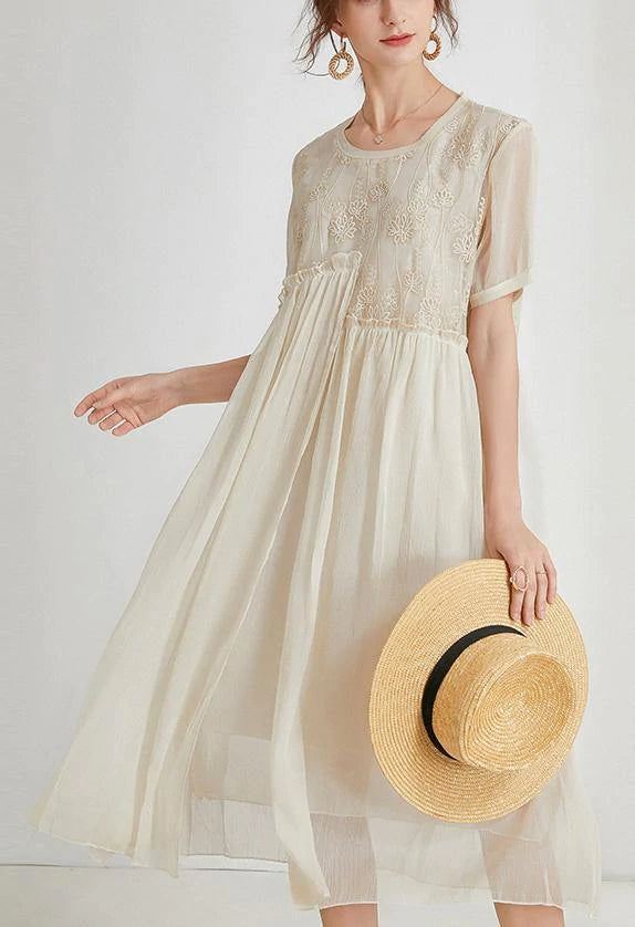Boho Beige Print Chiffon asymmetrical Design Summer Maxi Dresses Classic Solid Maxi Dress