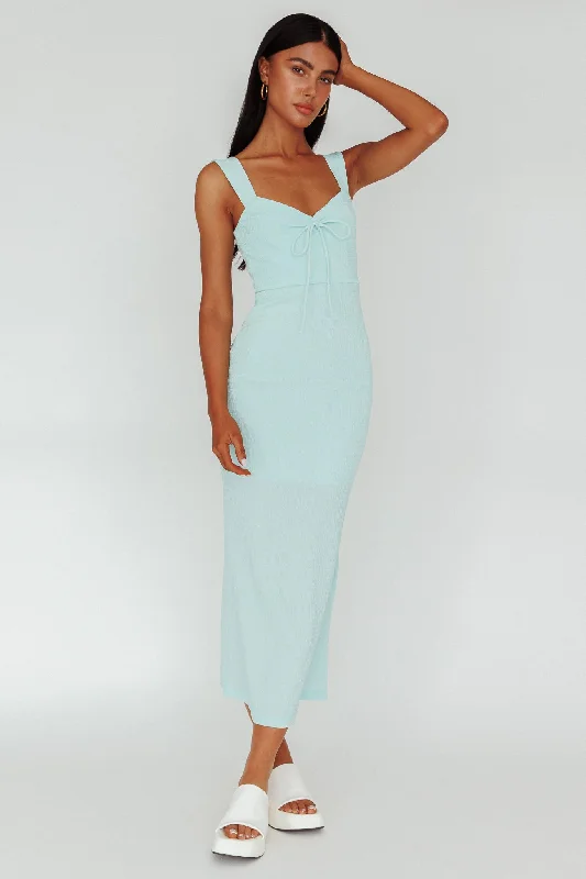 Carinn Tied Bust Maxi Dress Sky Blue Comfortable Long-Sleeve Maxi Dress