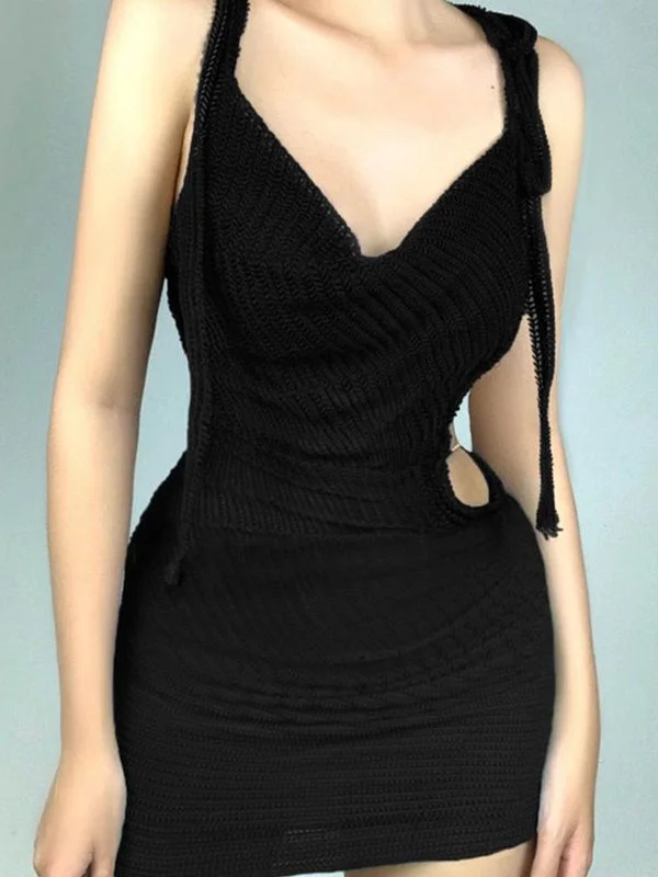BerryBetty - Chain Embellished Tie Strap Party Mini Dress Fashionable Lace-Trim Mini Dress BerryBetty - Chain Embellished Tie Strap Party Mini Dress Fashionable Lace-Trim Mini Dress
