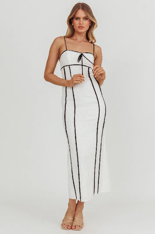 Chamberlain Contrast Maxi Dress White Chic Off-Shoulder Maxi Dress