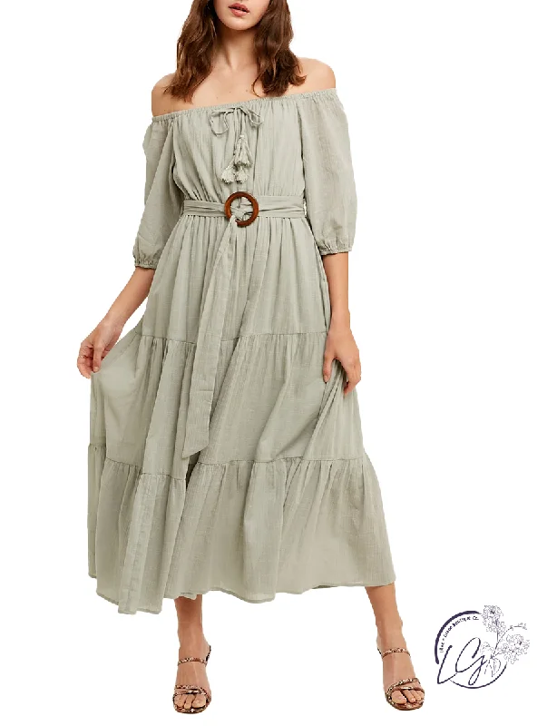 City Nights Out Off The Shoulder Maxi Dress Elegant Silk Maxi Dress