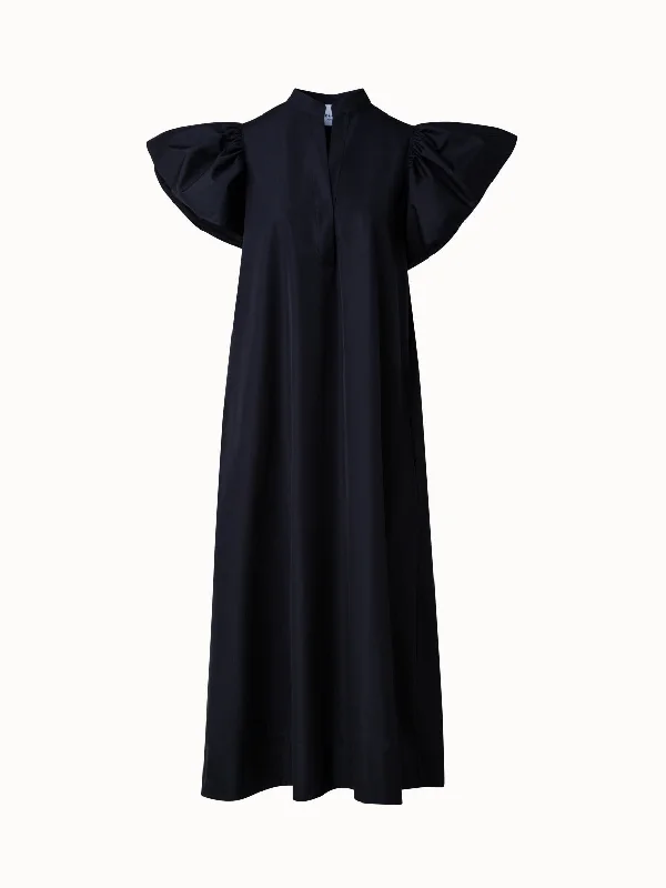 Cotton Poplin Maxi Dress Stylish V-Neck Maxi Dress
