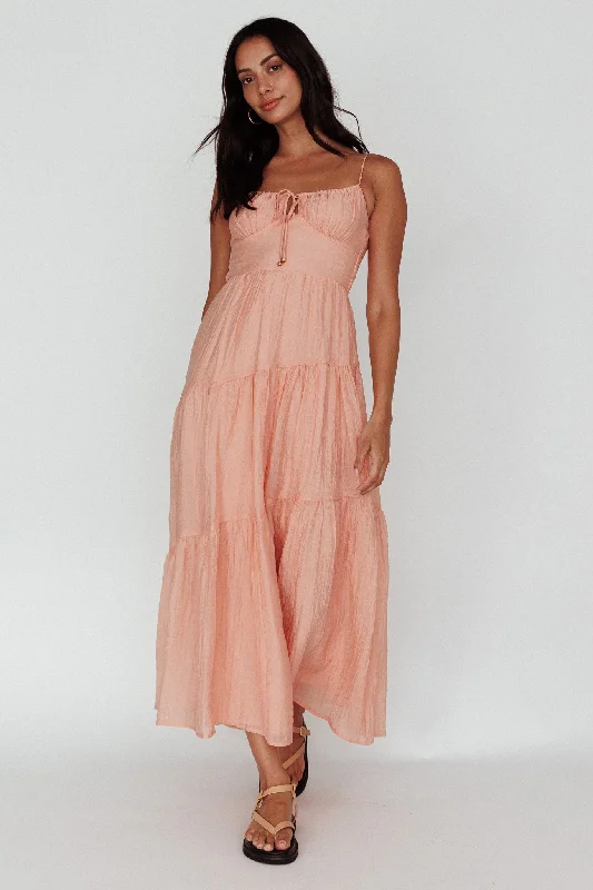 Doe Tie Bust Maxi Dress Apricot Classic Strapless Maxi Dress