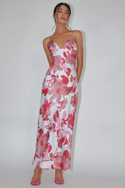 Egypt Cami Strap Maxi Dress Print Pink Chic Boho Print Maxi Dress