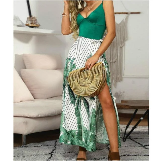 Green Floral Sleeveless Maxi Dress Casual Maxi Dress with Pockets