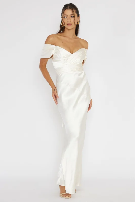 Katrina Off Shoulder Maxi Dress Butter Chic Button-Up Maxi Dress