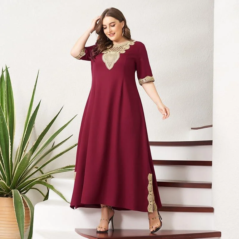 Lace Patchwork Maxi Dress Elegant Floral Maxi Dress
