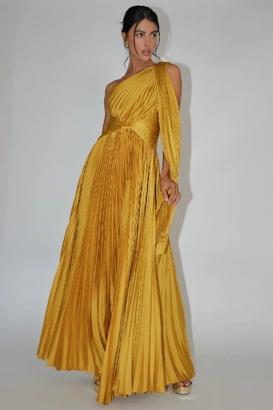 Laxmi Accordion Pleat Maxi Dress Moss Stylish Longline Maxi Dress