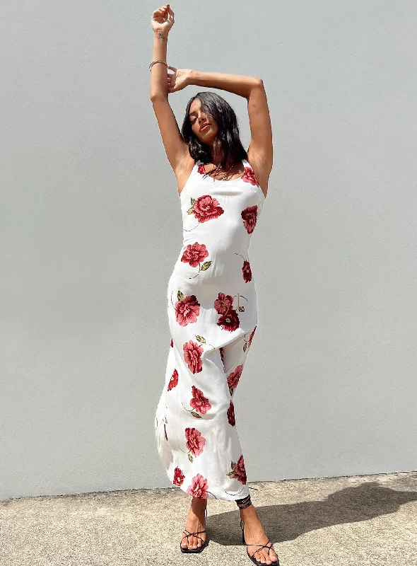 Malina Maxi Dress Red Multi Chic Boho Print Maxi Dress