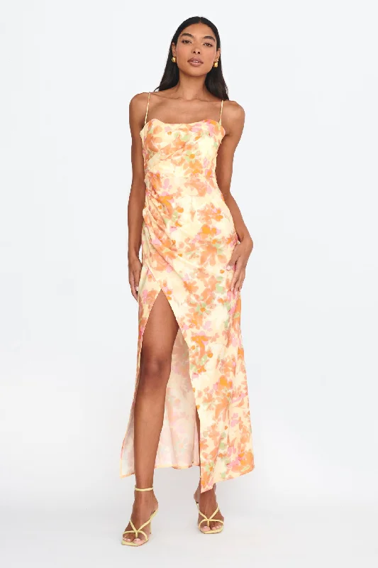 Marianna Twist Back Maxi Dress Orange Elegant Velvet Maxi Dress
