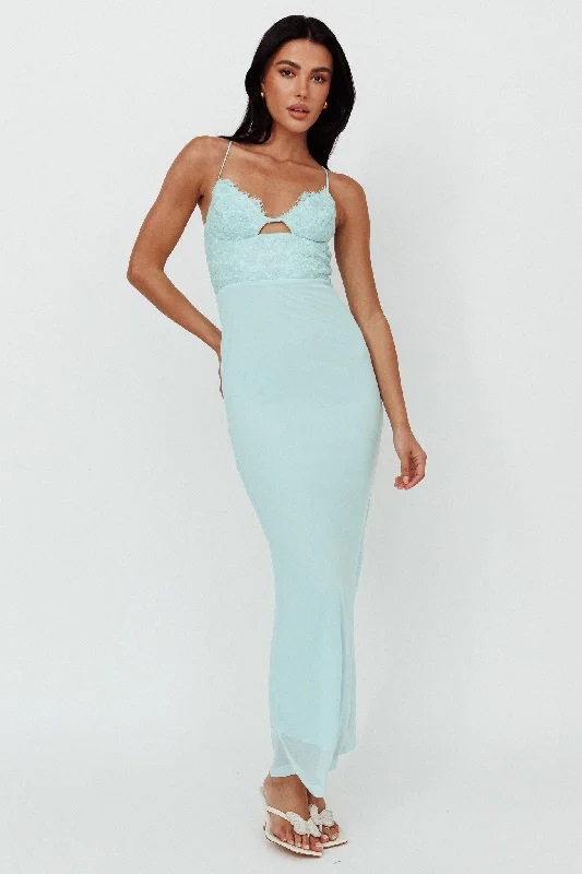 Modern Love Lace Bodice Maxi Dress Mint Stylish Off-Shoulder Maxi Dress