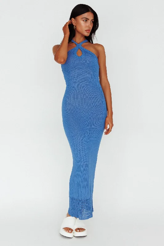 Nalu Keyhole Knit Maxi Dress Tide Comfortable Plunging Neckline Maxi Dress