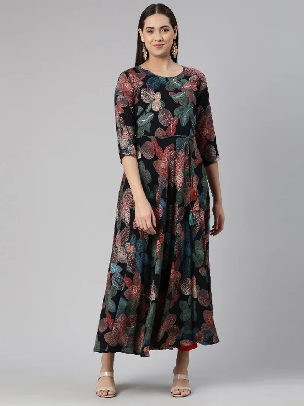 Neeru's Floral Ethnic Maxi Dress Trendy Fit-and-Flare Maxi Dress