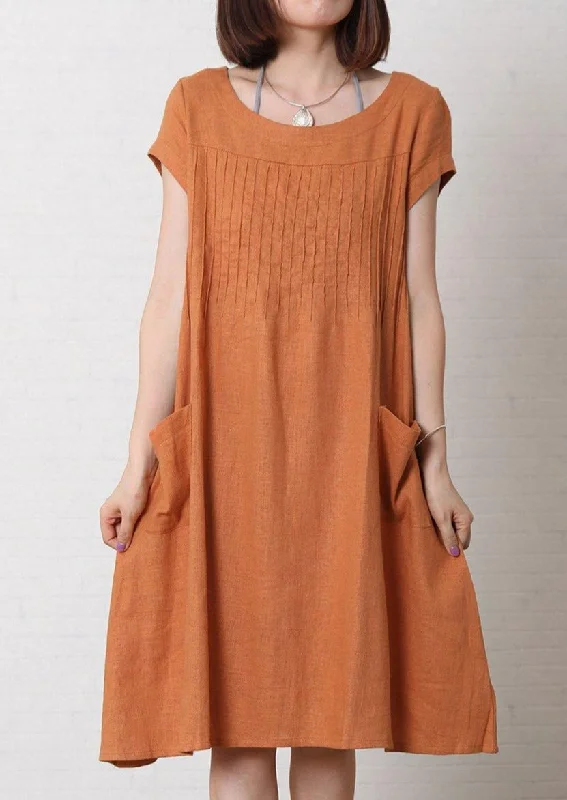 Orange linen dress plus size summer maxi dress cotton sundress Trendy Maxi Dress with Lace Orange linen dress plus size summer maxi dress cotton sundress Trendy Maxi Dress with Lace