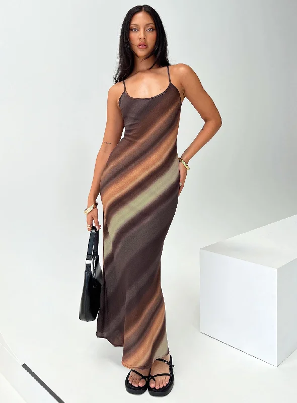 Otillie Maxi Dress Brown Multi Petite Classic Strapless Maxi Dress