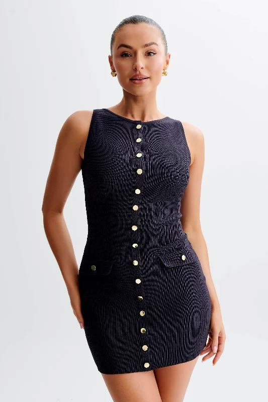 Sawyer Knit Mini Dress - Charcoal Chic Bohemian Mini Dress