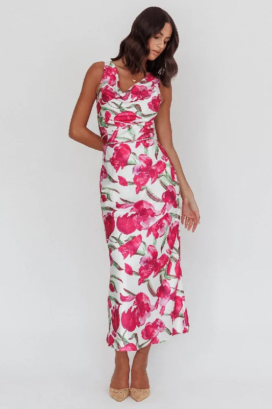 Serenitie Cowl Neck Waist Tie Maxi Dress Floral Pink Fashionable Halter Neck Maxi Dress Serenitie Cowl Neck Waist Tie Maxi Dress Floral Pink Fashionable Halter Neck Maxi Dress