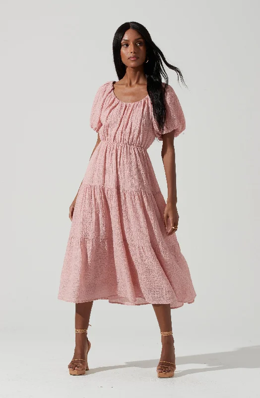 Smocked Tiered Maxi Dress Stylish Boho Chic Maxi Dress