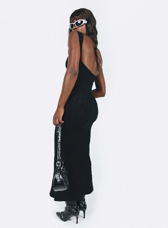 Smythe Maxi Dress Black Trendy Fit-and-Flare Maxi Dress