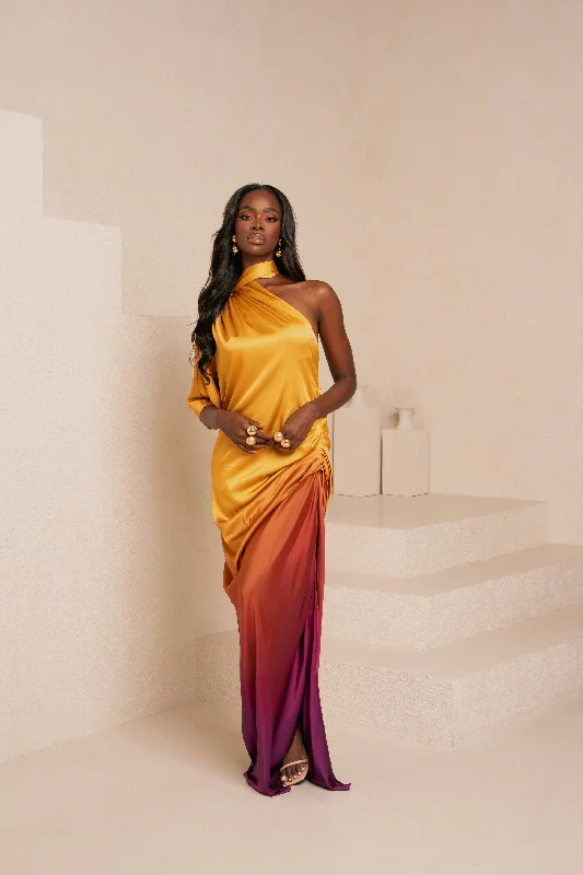 SOL DRAPE MAXI DRESS Comfortable Satin Maxi Dress