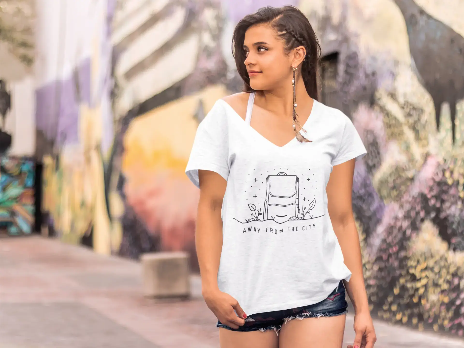 ULTRABASIC Women's T-Shirt Adventure Shirt - Away from the City - Novelty Shirts for Women Satin Blend Silk Blend Wool Blend ULTRABASIC Women's T-Shirt Adventure Shirt - Away from the City - Novelty Shirts for Women Satin Blend Silk Blend Wool Blend