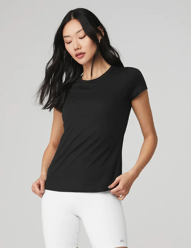 Alosoft Finesse Tee - Black Ribbed T-Shirt High Neck Heavyweight