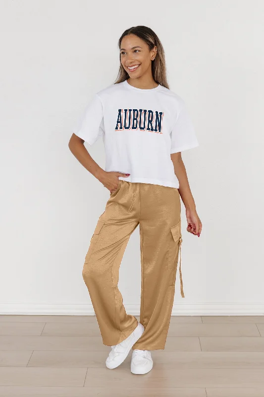 AUBURN TIGERS ALL-STAR APPEAL BOXY FIT WOMEN'S CROPPED TEE BY MADI PREWETT TROUTT Asymmetrical Pockets Print AUBURN TIGERS ALL-STAR APPEAL BOXY FIT WOMEN'S CROPPED TEE BY MADI PREWETT TROUTT Asymmetrical Pockets Print