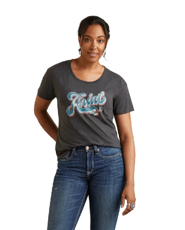 Ariat Women's Ariat Spur Heather Gray Tee 10042791 Collared T-Shirt Boat Neck A-Line Ariat Women's Ariat Spur Heather Gray Tee 10042791 Collared T-Shirt Boat Neck A-Line