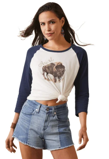 Ariat Women's Painted Dreams 3/4 Sleeve Tee 10043408 Welt Pockets Slit Pockets Flap Pockets Ariat Women's Painted Dreams 3/4 Sleeve Tee 10043408 Welt Pockets Slit Pockets Flap Pockets