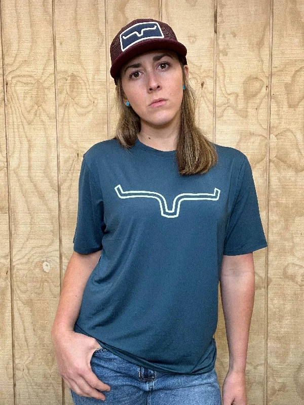Kimes Ranch Women's Major Blue Short Sleeve Tech Outlier Tee Fitted T-Shirt Seamless Stretchy Kimes Ranch Women's Major Blue Short Sleeve Tech Outlier Tee Fitted T-Shirt Seamless Stretchy