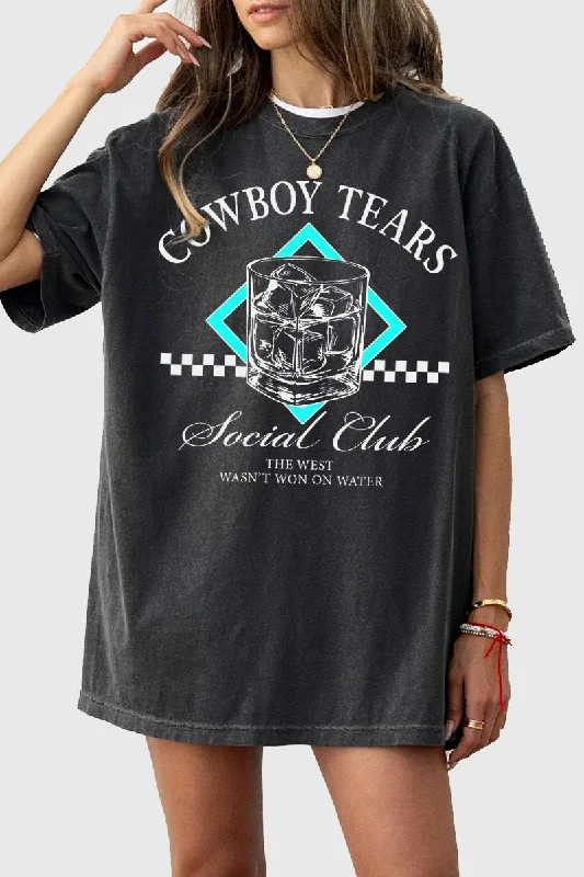 Cowboy tears oversized tee Fleece Nylon Spandex