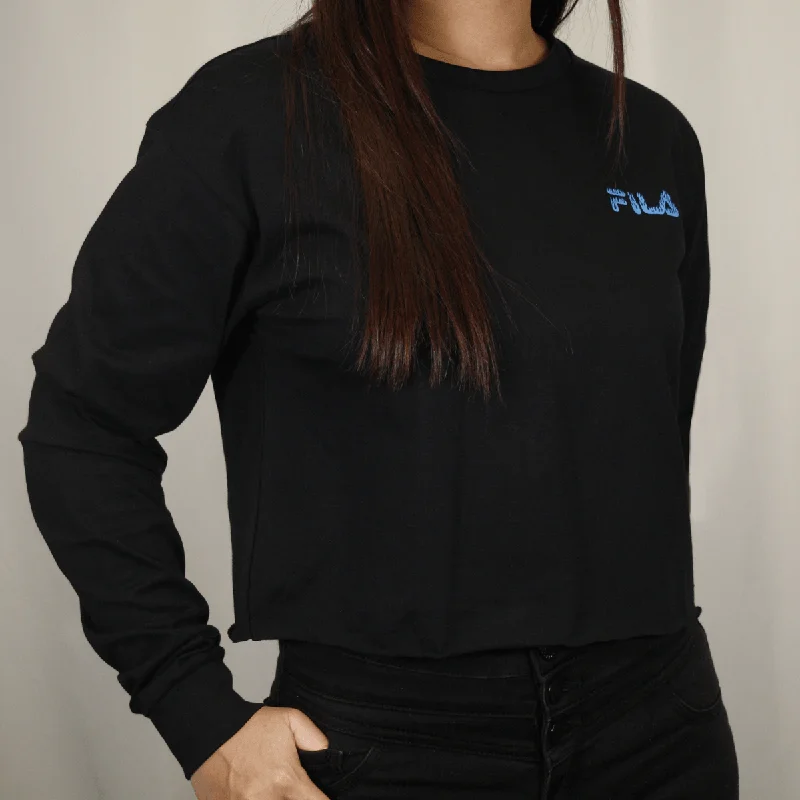 FILA Women's Disney Villains Hades Cropped L/S T-Shirt Front Pockets Side Pockets Patch Pockets FILA Women's Disney Villains Hades Cropped L/S T-Shirt Front Pockets Side Pockets Patch Pockets