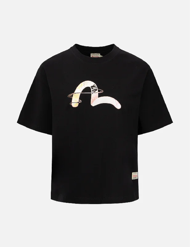Japanese-pattern Seagull Print T-shirt Oversized T-Shirt Spandex breathable