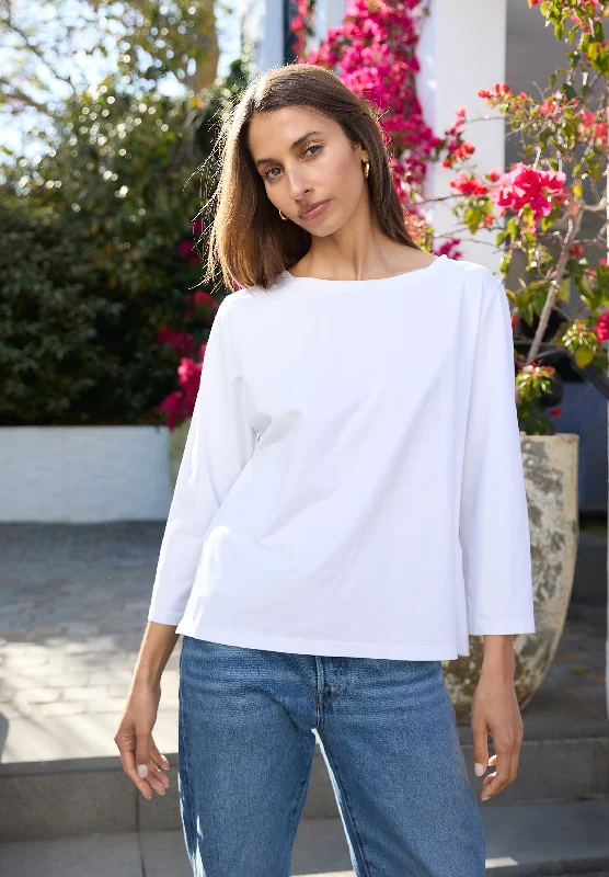 Marina White - Long Sleeve T-Shirt Nylon Fabric Polyester Fabric Spandex Fabric