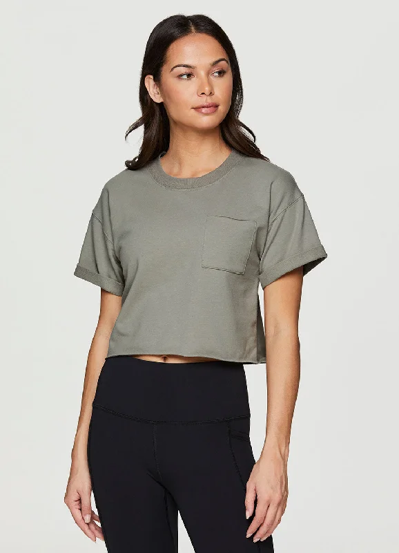 Organic Cotton Everyday Cropped Tee Cashmere Blend Cotton Blend Poly Blend