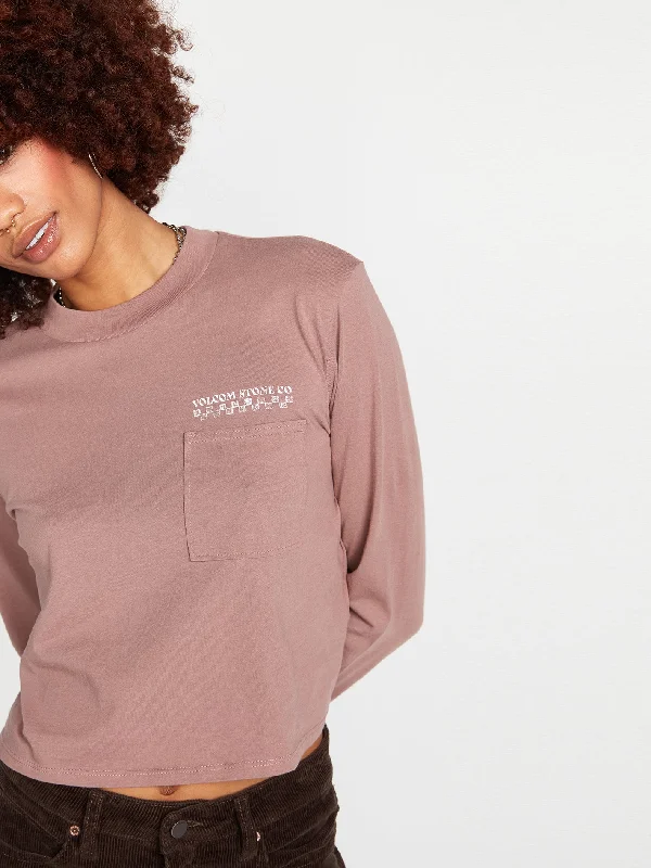 Pocket Dial Long Sleeve Tee - Raisin Faux Fur Fabric Real Fur Fabric Shearling Fabric