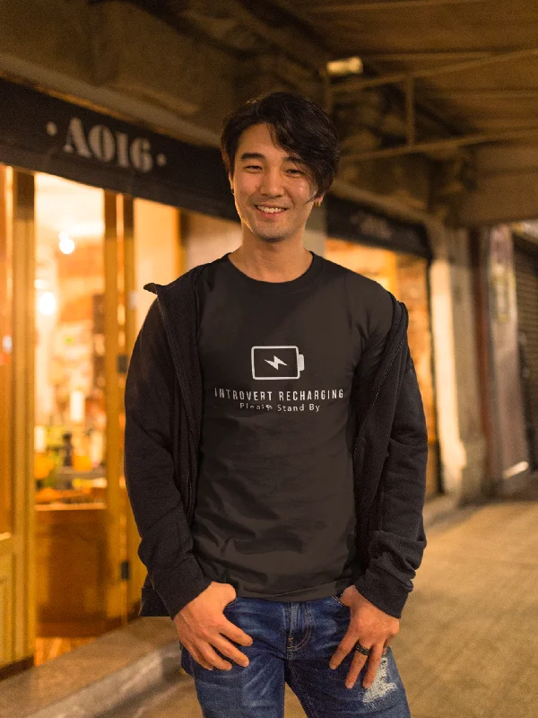 "Introvert Recharging" Short-Sleeve Unisex T-Shirt (Black/Navy) Zippered Buttoned Snapped "Introvert Recharging" Short-Sleeve Unisex T-Shirt (Black/Navy) Zippered Buttoned Snapped