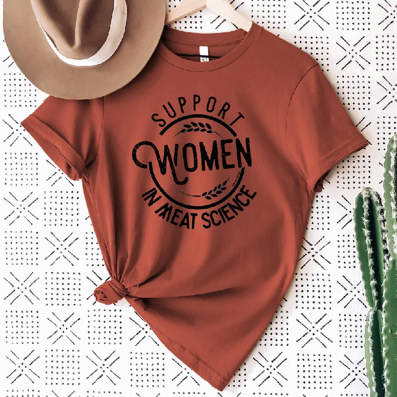 Support Women in Meat Science T-Shirt (XS-4XL) - Multiple Colors! Notch Collar Peter Pan Collar Cowl Neck