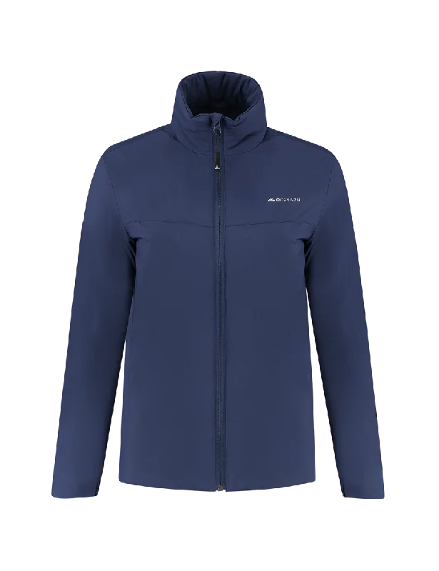 All weather Mid-layer Jacket Dark Blue | Women Tiered Jacket Buttoned Jacket Zippered Jacket All weather Mid-layer Jacket Dark Blue | Women Tiered Jacket Buttoned Jacket Zippered Jacket