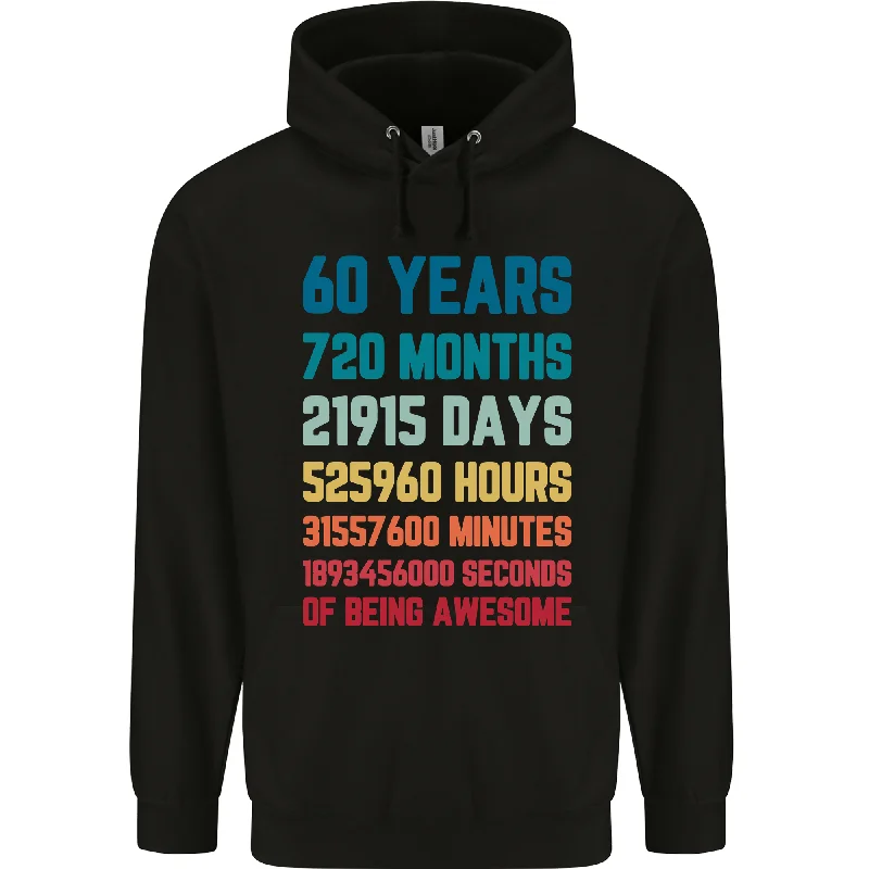 60th Birthday 60 Year Old Mens 80% Cotton Hoodie Hoodie with Velcro Closure Adjustable Secure 60th Birthday 60 Year Old Mens 80% Cotton Hoodie Hoodie with Velcro Closure Adjustable Secure