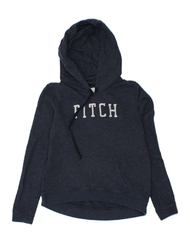 ABERCROMBIE & FITCH Womens Graphic Hoodie Jumper UK 12 Medium Navy Blue Hoodie with Color Block Contrast Stylish ABERCROMBIE & FITCH Womens Graphic Hoodie Jumper UK 12 Medium Navy Blue Hoodie with Color Block Contrast Stylish