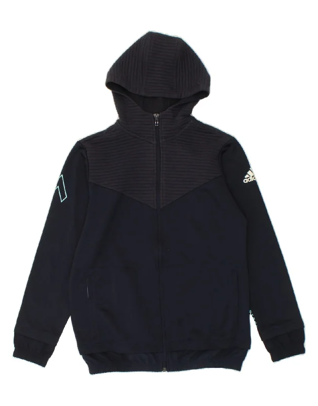 ADIDAS Boys Graphic Zip Hoodie Sweater 13-14 Years Large Navy Blue Hoodie with Cuffed Sleeves Snug Secure ADIDAS Boys Graphic Zip Hoodie Sweater 13-14 Years Large Navy Blue Hoodie with Cuffed Sleeves Snug Secure