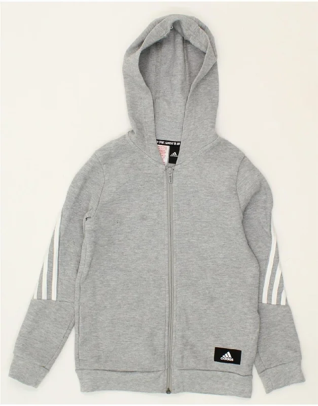 ADIDAS Boys Zip Hoodie Sweater 9-10 Years Grey Cotton Hoodie with Longline Fit Extended Stylish ADIDAS Boys Zip Hoodie Sweater 9-10 Years Grey Cotton Hoodie with Longline Fit Extended Stylish