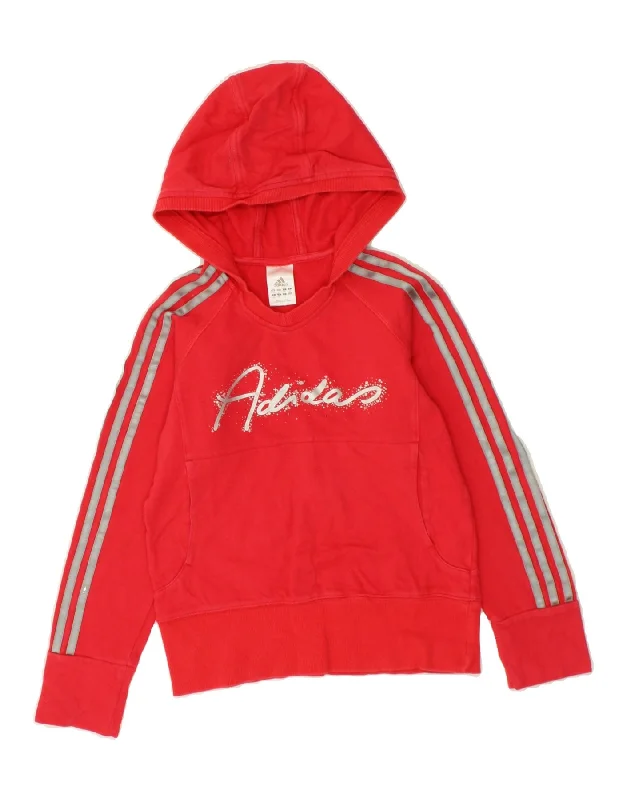 ADIDAS Girls Graphic Hoodie Jumper 11-12 Years Red Cotton Hoodie with V-Neck Classic Versatile ADIDAS Girls Graphic Hoodie Jumper 11-12 Years Red Cotton Hoodie with V-Neck Classic Versatile