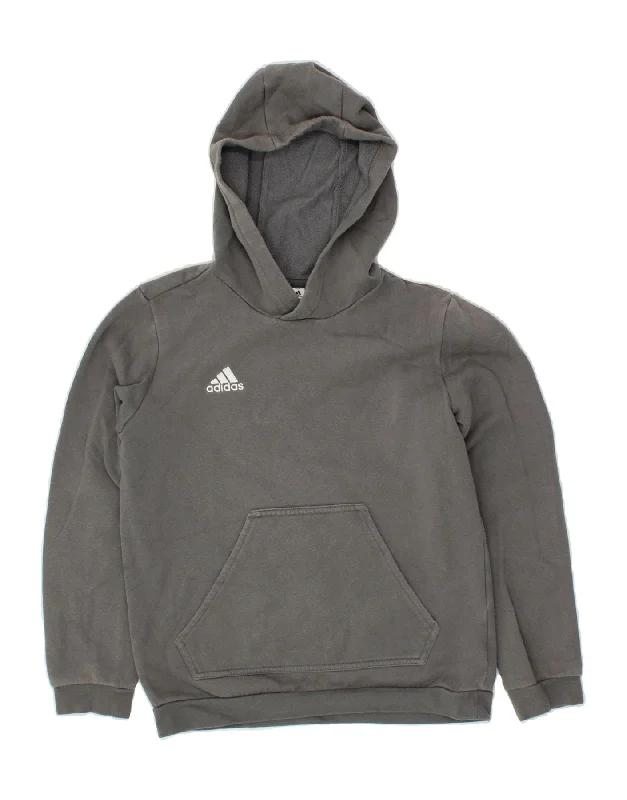 ADIDAS Girls Hoodie Jumper 11-12 Years Grey Cotton Hoodie with Zipper Placket Modern Functional ADIDAS Girls Hoodie Jumper 11-12 Years Grey Cotton Hoodie with Zipper Placket Modern Functional