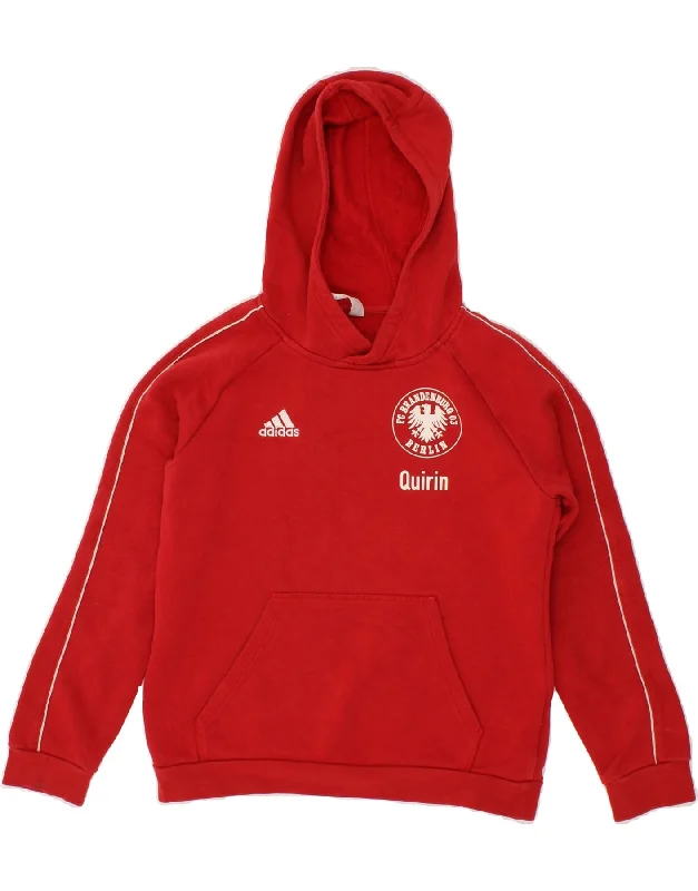 ADIDAS Girls Hoodie Jumper 11-12 Years Red Cotton Hoodie with Applique Textured Unique ADIDAS Girls Hoodie Jumper 11-12 Years Red Cotton Hoodie with Applique Textured Unique